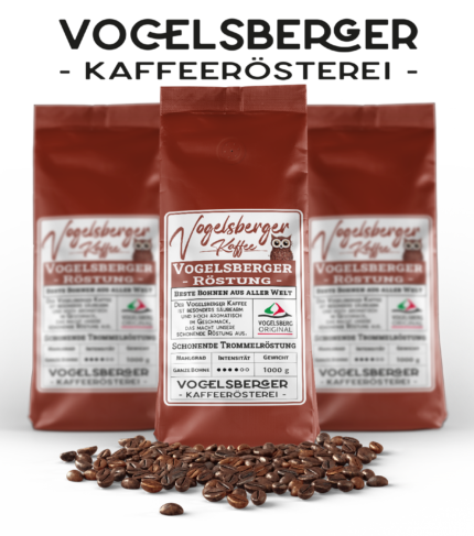 Unser ausgewogener Vogelsberger Kaffee mit mildem Aroma & dunklen würzige Note.